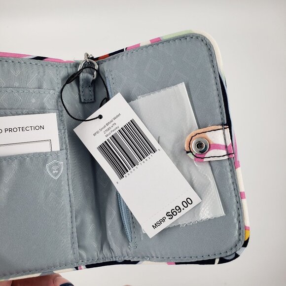 Vera Bradley RFID Bifold Wallet Mod Paisley Multicolored Retro Boho Floral NEW - Picture 5 of 8